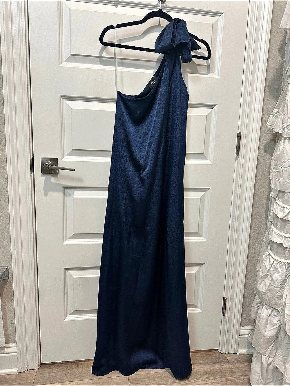 VICI Modern Day Glam One Shoulder Asymmetrical Maxi Dress Blue